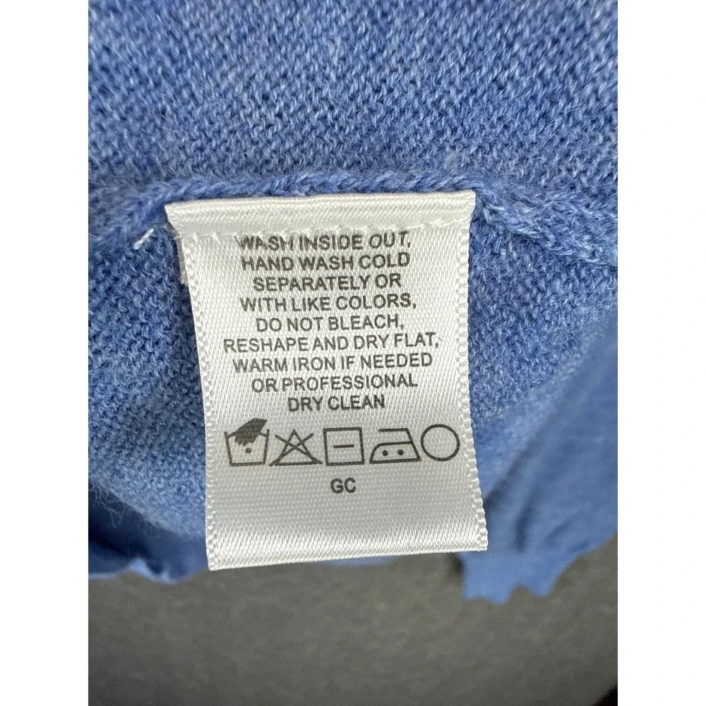 NWT Alan Flusser Polo Sweater‎ Mens XL Blue Merino Wool Long Sleeve Quiet Luxury